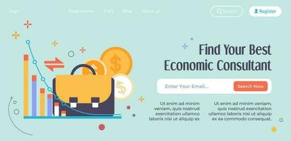 Find your best economic consultant website page vector