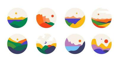 Abstract landscapes and views of nature, vector