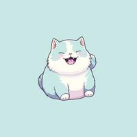 A fat cat is sitting and smiling vector