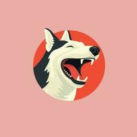 Dog laughing face flat icon design vector