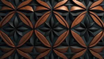 illustration of wall pattern mechanics, dark colors 3D shape photo