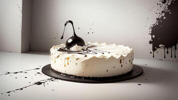 Sour Cream Splendor A Modern Abstract Spray Art Celebration for National Cheesecake Day. . photo