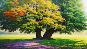 Serene Harmony A Captivating Digital Painting of a Peaceful Tree. . photo