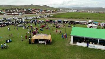 Crowded People Gather for Mongolia's Traditional National Holiday Naadam Festival video