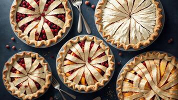Geometric Elegance Slicing Sweetness on National Peach Pie Day with Art Mastery. . photo