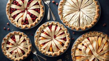 Geometric Elegance Slicing Sweetness on National Peach Pie Day with Vector Art Mastery. AI Generated. photo