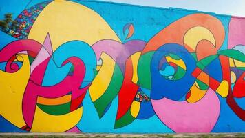 armonía en colores un pacífico mural celebrando internacional día de paz. ai generado. foto