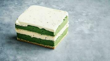 Zen Treat Green Tea Ice Cream Sandwich in Minimalist Photography. AI Generated. photo