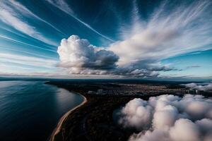 flotante en el cielo. ai generado. foto