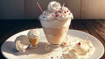 Creamy and Delicious Milkshake for National Ice Cream Day. AI Generated. photo