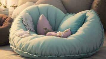 Comfort Oasis Embrace Relaxation with the Cozy Bean Bag Chair. AI Generated. photo