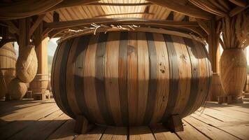 Celebrate National Tequila Day with a Captivating Tequila Barrel Photo. AI Generated. photo