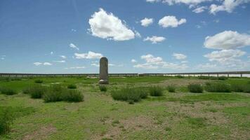 a orkhon inscrições é memorial instalações erguido de a gokturks escrito dentro velho turco alfabeto dentro a orkhon vale dentro Mongólia video