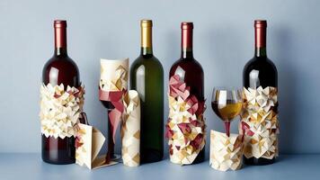 Whimsical Paper Art Celebrating National Red Wine Day. AI Generated. photo