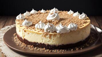 Toasty Delight Indulge in the Irresistible Marshmallow Cheesecake. . photo