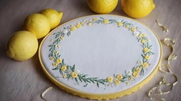 Stitching Citrus Joy Celebrating National Lemon Juice Day with an Embroidered Lemonade Carton. AI Generated. photo