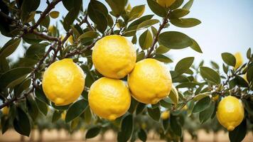 Lemon Grove Serenity Celebrating National Lemon Juice Day with a Captivating Lemon Tree Photograph. AI Generated. photo