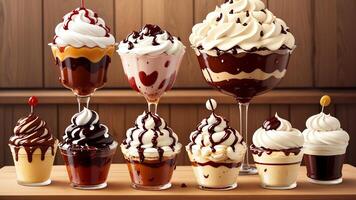 Irresistible Ice Cream Sundae Menu for National Hot Fudge Sundae Day. AI Generated. photo