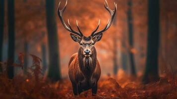 Portrait of majestic red deer Generative AI photo