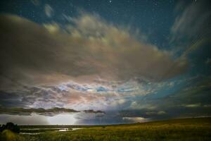 Stormy sky landscape, La Pampa Province, Patagonia, Argentina. photo