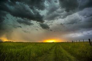 Stormy sky landscape, La Pampa Province, Patagonia, Argentina. photo