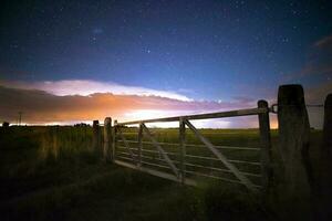 Countryside gate Night Landscape, La Pampa Province, Patagonia, Argentina photo