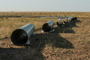 Gas pipeline construction, La Pampa province , Patagonia, Argentina. photo