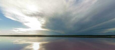 Salt lagoon landscape, La Pampa, Argentina photo