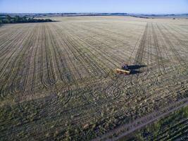 tractor y sembradora, directo siembra en el pampa, argentina foto