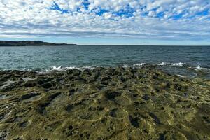 Coastal landscape with cliffs in Peninsula Valdes, World Heritage Site, Patagonia Argentina photo