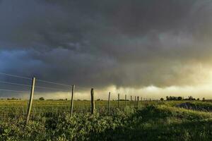 Stormy sky due to rain in the Argentine countryside, La Pampa province, Patagonia, Argentina. photo