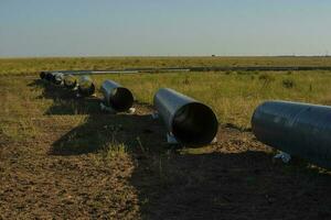 Gas pipeline construction, La Pampa province , Patagonia, Argentina. photo