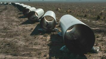 Gas pipeline construction, La Pampa province , Patagonia, Argentina. photo