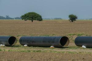 Gas pipeline construction, La Pampa province , Patagonia, Argentina. photo