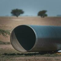 Gas pipeline construction, La Pampa province , Patagonia, Argentina. photo