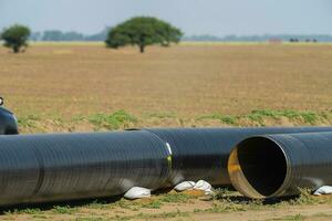 Gas pipeline construction, La Pampa province , Patagonia, Argentina. photo