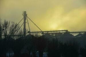 Grain storage steel silos, Buenos Aires Province, Patagonia, Argentina photo