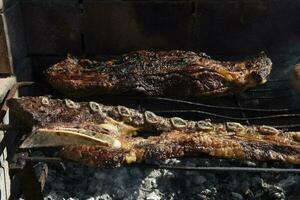 Barbecue, grilled cow meat , traditional argentine cuisine photo