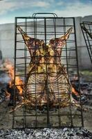 Lamb on the spit, Patagonia, Argentina. photo