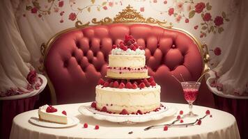 Whimsical Raspberry Cheesecake Delight. . photo