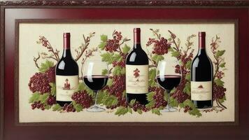Exquisite Embroidered Wine Bottle Holder for National Red Wine Day. AI Generated. photo
