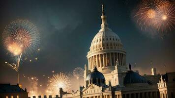 Capitol Celebration An Illustrated Spectacle. AI Generated. photo