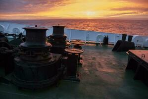 Expedition ship, cruise in Antarctic landscape, Paulet island, near the Antarctic Peninsula photo