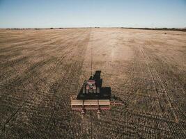 Tractor and seeder, direct sowing in the pampa, Argentina photo