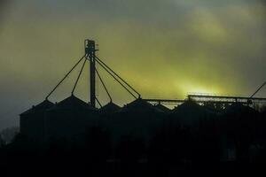 Grain storage steel silos, Buenos Aires Province, Patagonia, Argentina photo