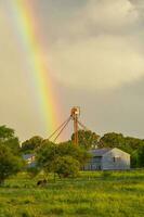 granja paisaje en pampa campo con arco iris , la pampa provincia, patagonia,argentina. foto