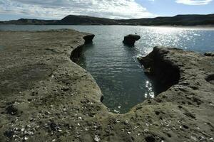 Coastal landscape with cliffs in Peninsula Valdes, World Heritage Site, Patagonia Argentina photo