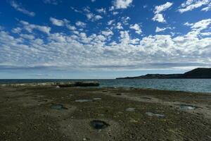 Coastal landscape with cliffs in Peninsula Valdes, World Heritage Site, Patagonia Argentina photo