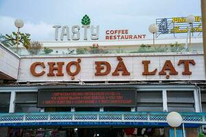 Da Lat, Viet Nam - 3 June 2023 View from Da Lat Market in the morning, Traffic Center Landmark in Da Lat city photo