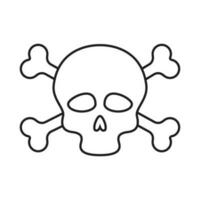 icono de vector de cráneo y huesos. signo de ilustración de peligro. símbolo o logotipo de veneno.